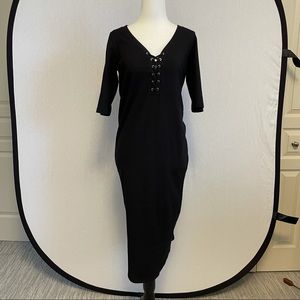 Monrow cotton stretch pirate tie bodycon dress